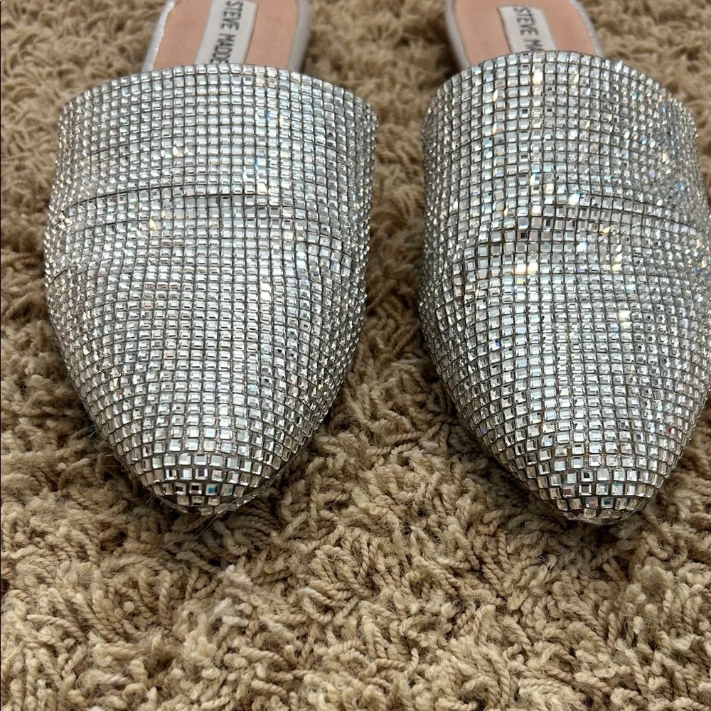 Steve Madden Sparkling Silver Mules Women's Size 8.5 - Picture 3 of 7